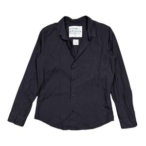 Frank & Eileen Barry Tailored Button Up Striped Black Shirt Womens Large